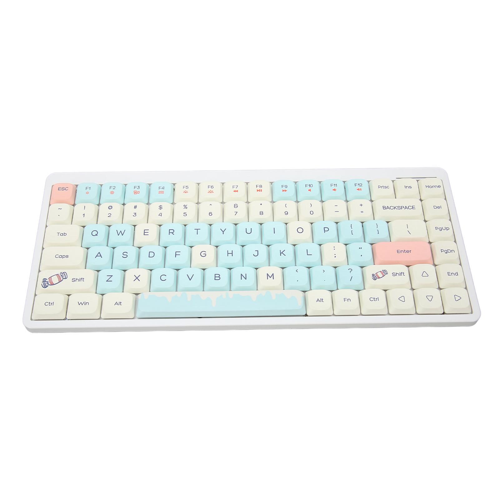 

Механическая клавиатура с 84 клавишами, беспроводная, Bluetooth 5.0, тип C, трехрежимный проводной переключатель красного цвета разноцветный