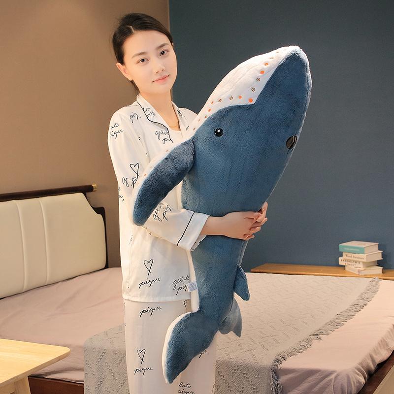 Peluche Balena Gigante 55-135cm Animali Marini Blu Peluche Morbido Squalo Cuscino Abbracciabile Regalo