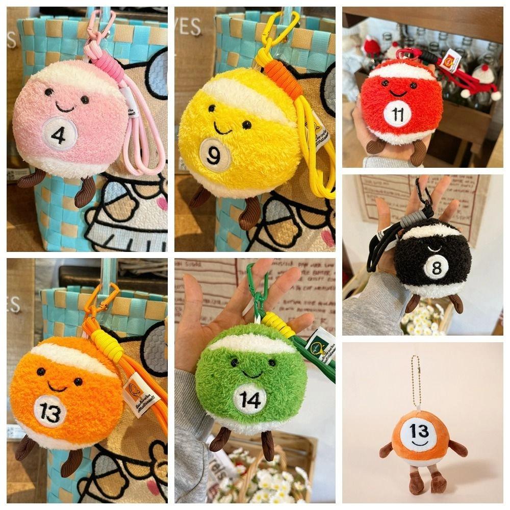 Soft Billiards Plush Key Ring 6 Colors Backpack Key Chain Billiard Balls Pendant Christmas