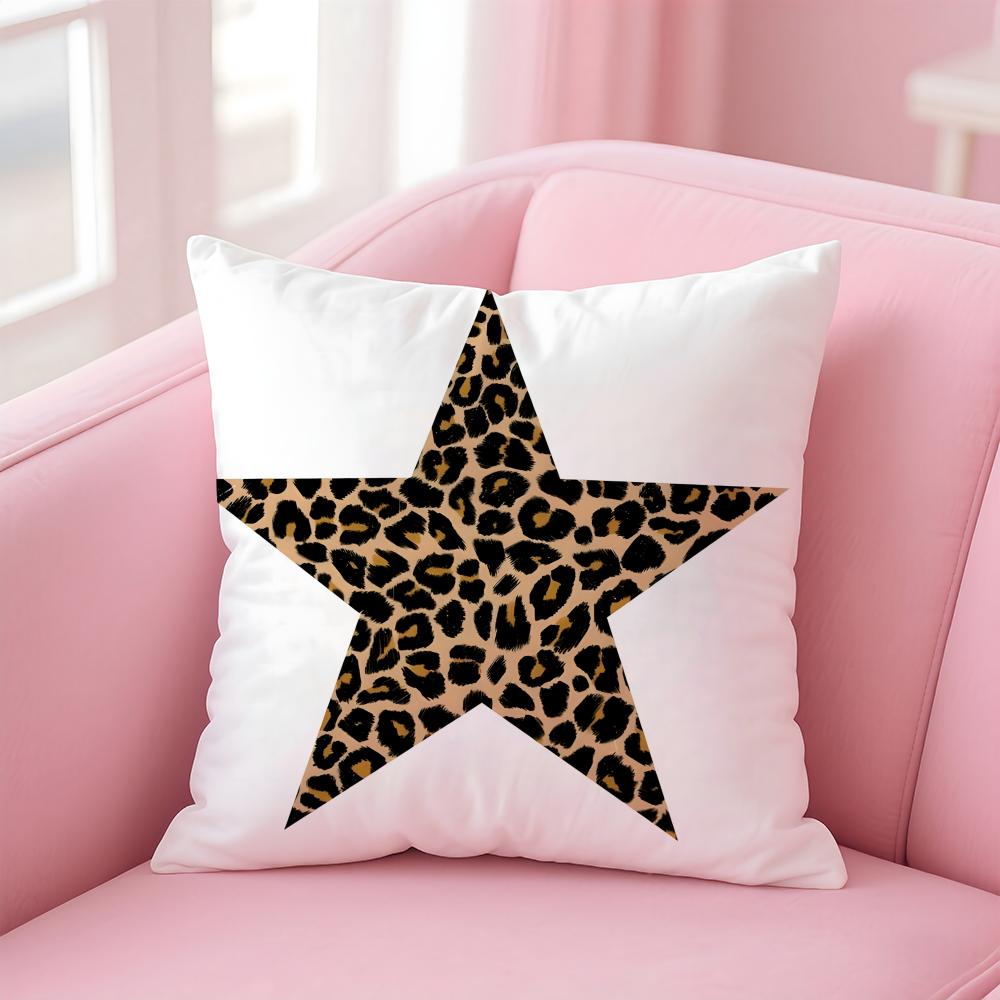 SStars plaid leopard print apples Cushion Cover Pillow Case Soft Friendly Fabric  Concealed Zipper