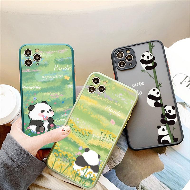 Cute Panda Climbing Bamboo Appreciate Scenery Phone Case For iPhone 15 14 13 12 11 Pro Max Mini SE2 8 7 Plus X XR XS Back Cover