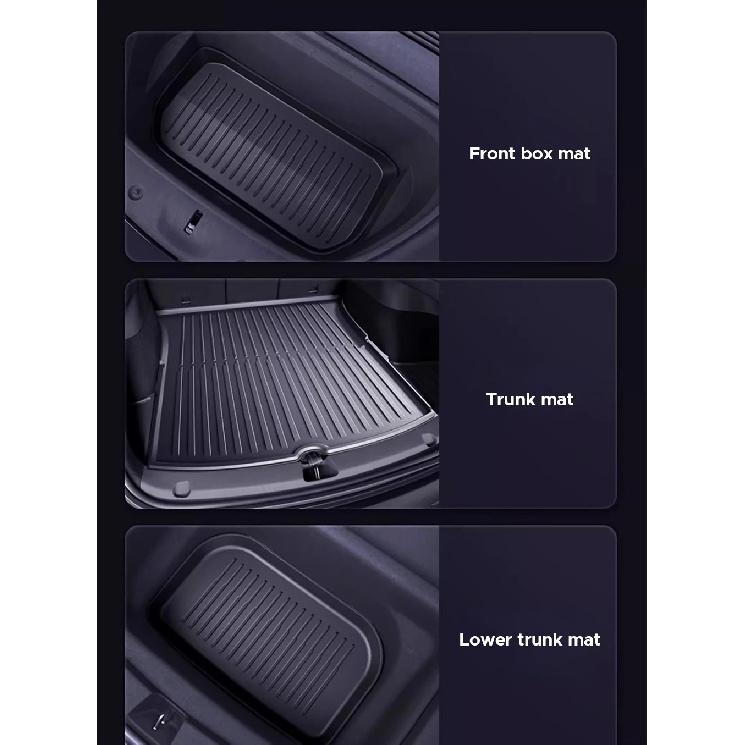 TEKSY For Tesla New Model Y 2026 2025 Juniper  Front and Back Trunk Mat TPE Carpet Waterproof Weather-resistant Pads Layer Mats