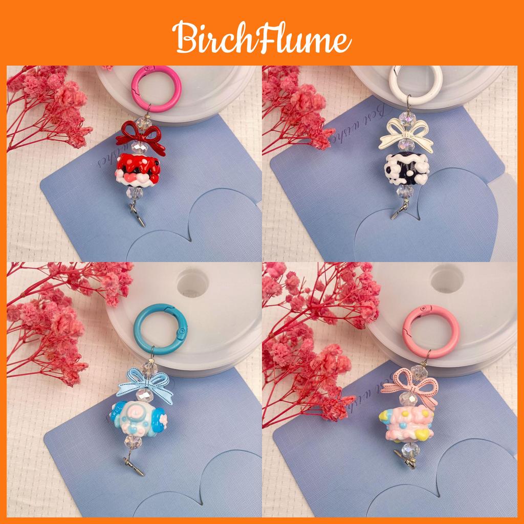 Cute Handdrawn Bead Keychain With Alloy Hook For Bags And Keys