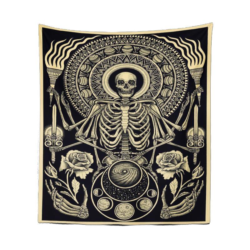 Bedroom Living Room Tapestry Horror Skull Tapestry Halloween Black and White Ghost Tapestry Tapestry Home Decor