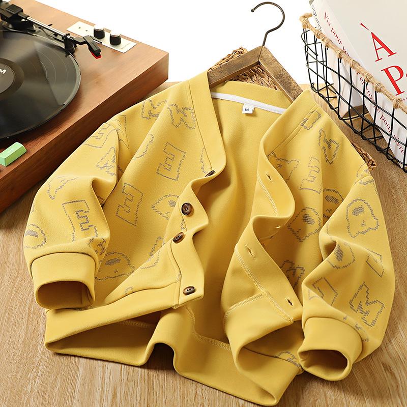 Boys' Autumn Knit Printed Jacket - Casual Outerwear for Kids
