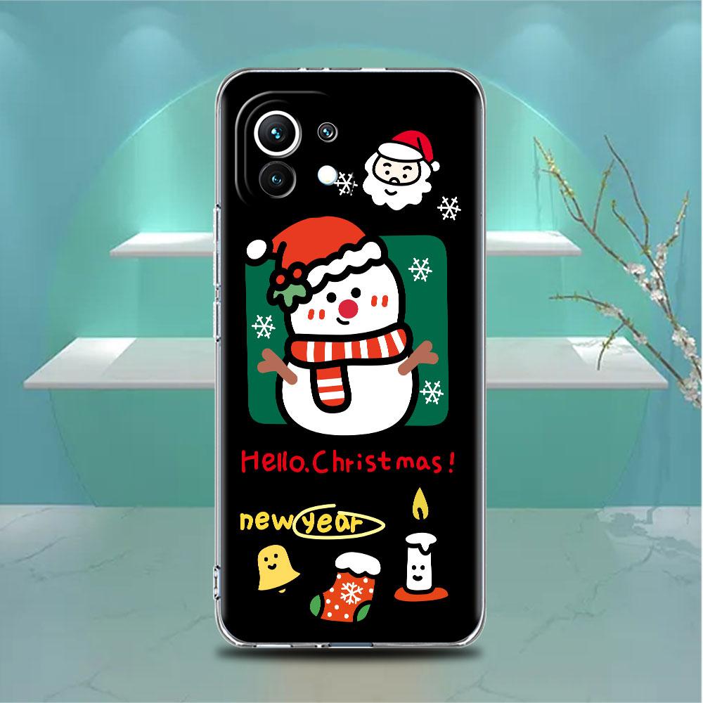 Schneemann Weihnachten Niedliche Klare Hülle Für Xiaomi Mi Poco X3 NFC M3 Pro F3 F1 11 Lite 12 Note 10 11T 9T Transparente Telefonabdeckung