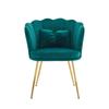 Moderner Samt-Wohnzimmer-Sessel, Polsterstuhl mit Blütenrückenlehne und vergoldeten Metallbeinen und Schmetterlingskissen für Schlafzimmer/Esszimmer