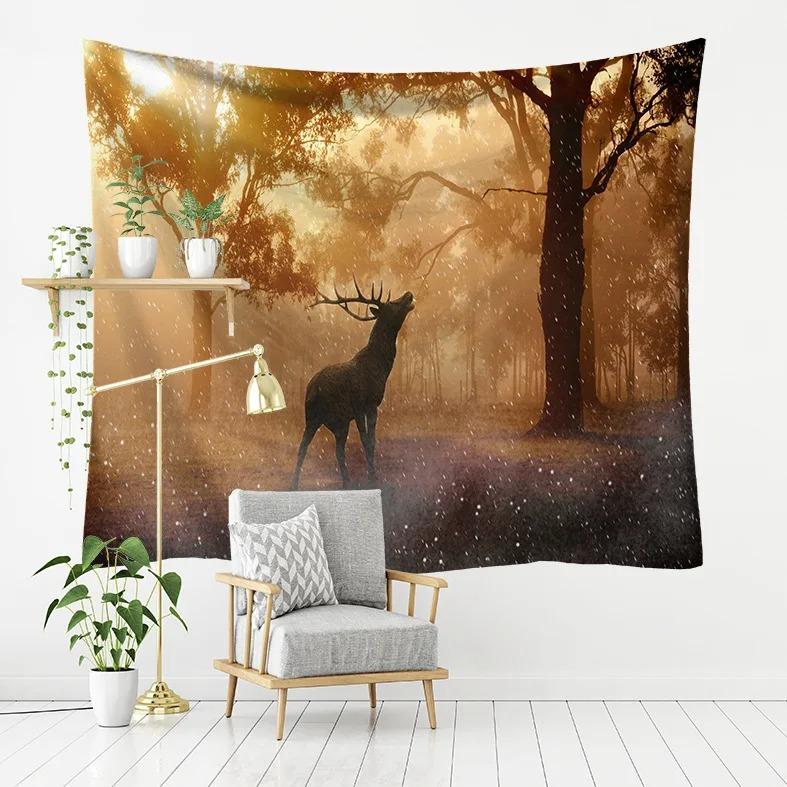 Forest Elk Background Pattern Tapestry Home Wall Decoration Tapestry Bedroom Living Room Tapestry