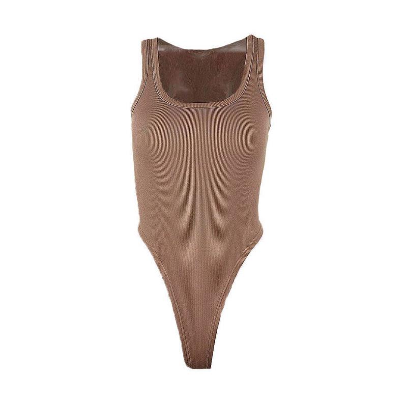 2024 Summer Women's Solid Color Slim U-Neck Sleeveless Bodysuit