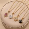 Cross-Border European & American Style Camellia Pendant Necklace for Women - Cold Rose Flower Clavicle Chain Jewelry