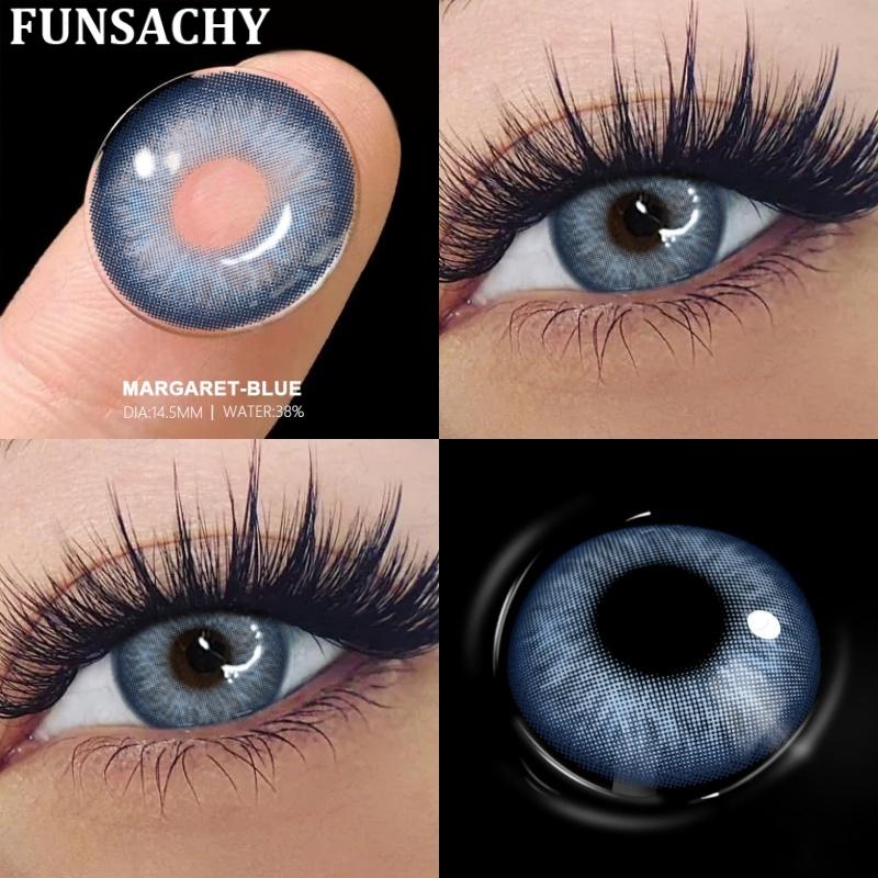 FUNSACHY 1pair Colored Pupils for Eyes Natural Brown Big Eyes Contacts Cosmetic Gray Eye Color Lens Blue Lenses for Woman Yearly