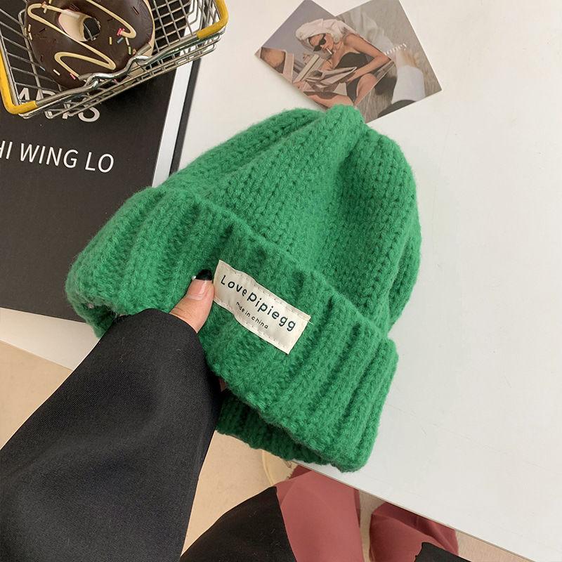 Coarse knitted wool hat student new women's autumn and winter versatile big head circumference loose warm face small cold hat