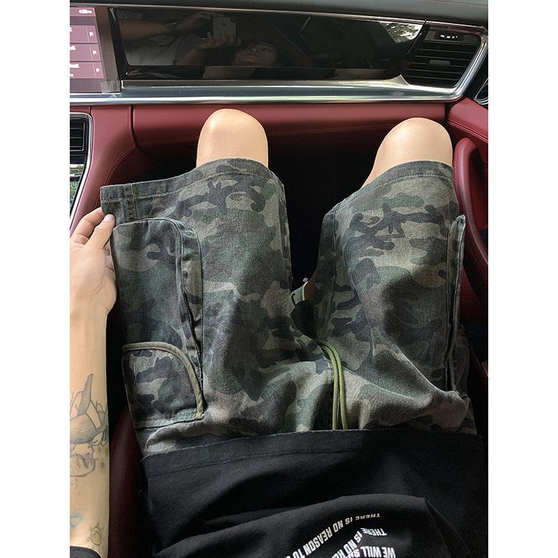 Large Pocket Camouflage Work Shorts Men's Summer American High Street Wide-leg Mid-pants Large Size Loose Four- and Five-point Pants