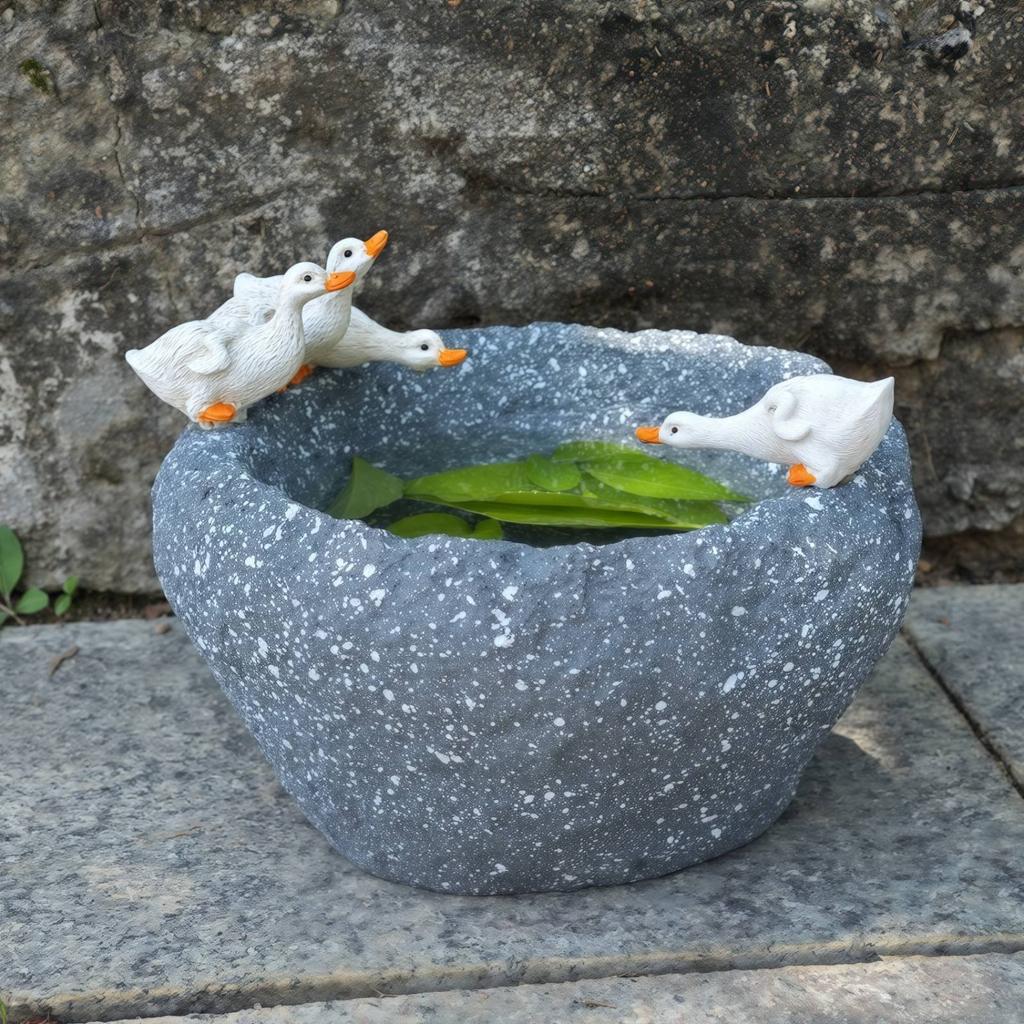 Wasservogel Figur Pflanzgefäß Kreatives Design Kunststein Wasservogel Topf Harz Stein Rinne Anti-Rutsch-Boden Gartendekoration
