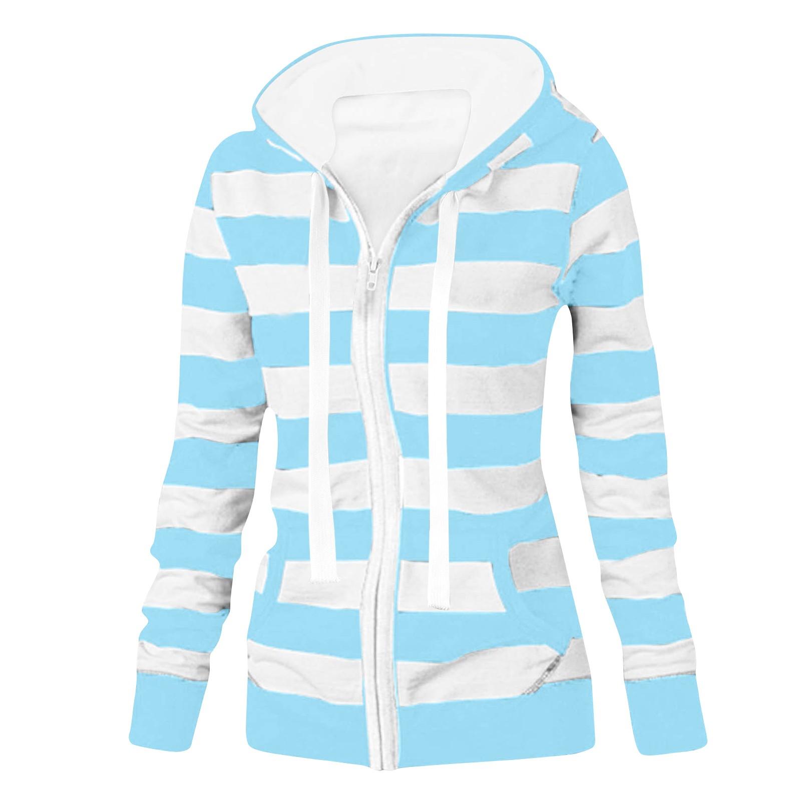 

Женская куртка-свитер в полоску с длинным рукавом, свободная спортивная куртка с капюшоном S