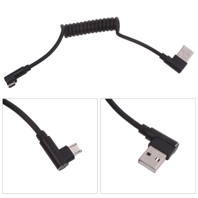 Spring Coiled Charging Cord USB Male to Micro USB Male Flexible 60W 480Mbps Charger Data Sync Cord for Phone Speaker