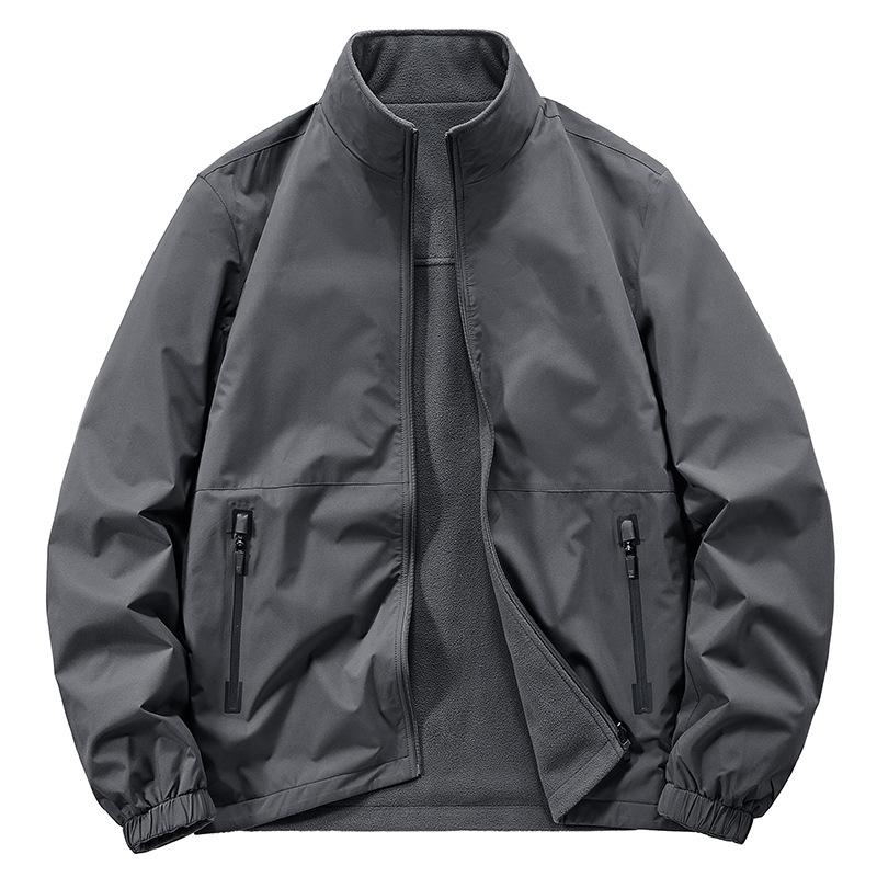Autumn and Winter New Men's Double-sided Thickened Jacket Middle-aged and Young People Stand-up Collar Loose Large-size Top