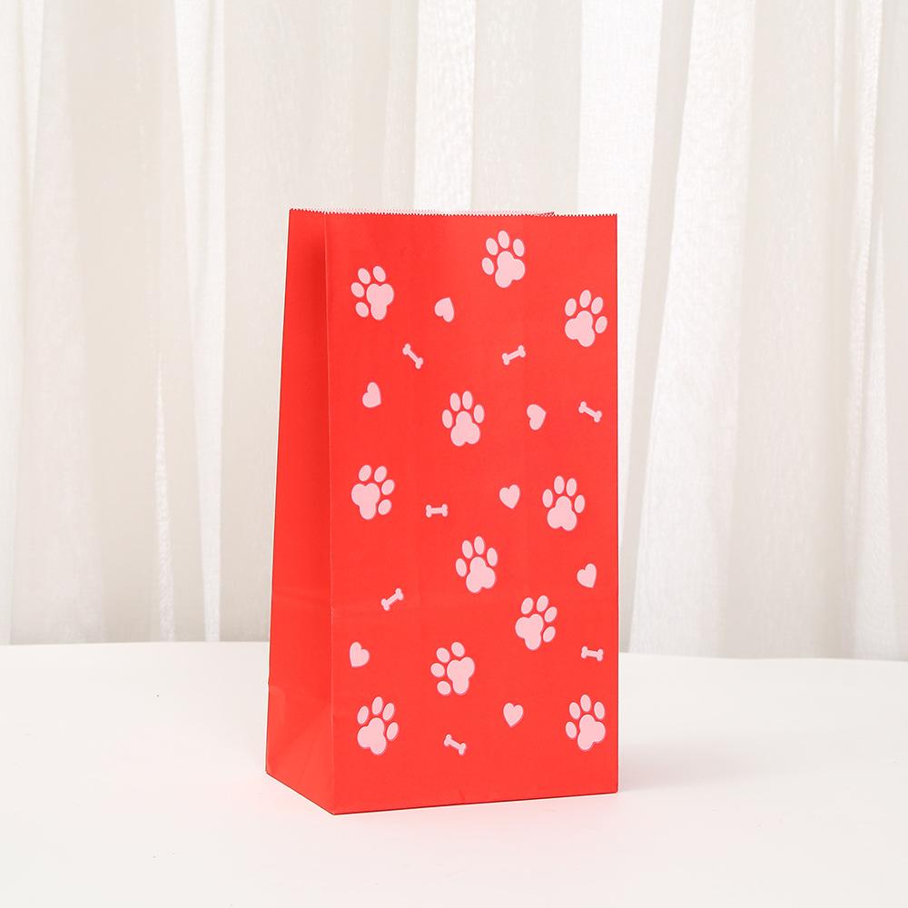 12/30pcs Paw Print Paper Bags Recyclable Pet Party Gift Bags for Children's Birthday Party Treats Return Favors Classroom Events