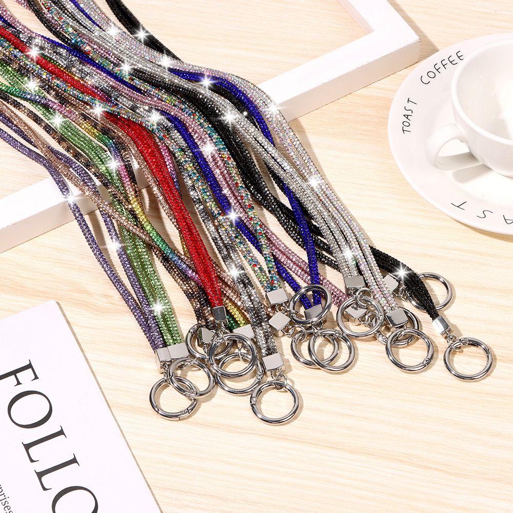 Glitter Bright Bling Bling Rhinestone Phone Lanyard Hanging Cord Crystal Anti-lost Rope Chain Straps