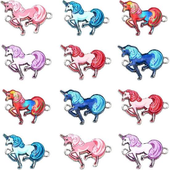 DanLingJewelry 50Pcs Random Bird Links Enamel Animal Connector Colorful Flying Animal Bird Dangle Charms for DIY Craft Jewelry Making 30pcs - Unicorn I - Rando
