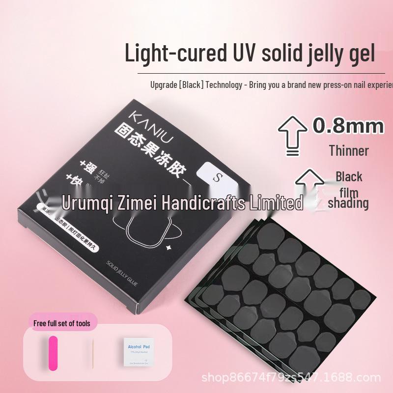 

Nail Art UV Jelly Glue: Ultra-Thin, Strong, Easy-Peel Black Film for Press-On Nails