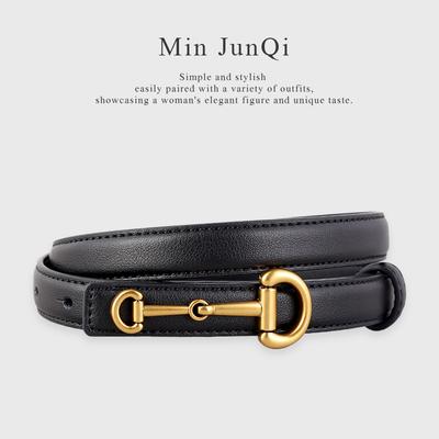 New Leather Small Belt, Simple Casual Thin Belt, Horseshoe Buckle Versatile Ins Wind Belt