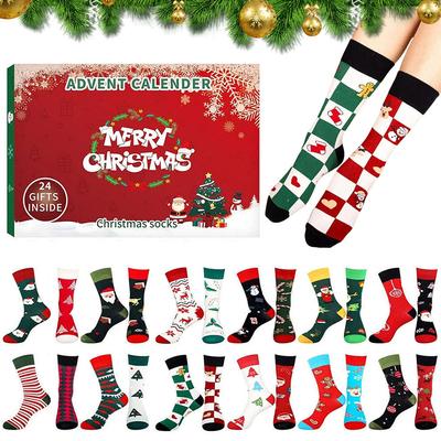 Weihnachts Unisex Socken Countdown Box Geschenk Socken Adventskalender Set für Erwachsene Adventsbox Feiertagsgeschenk