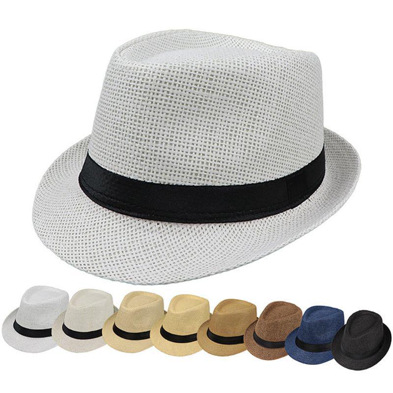 Unisex British Style Straw Jazz Fedora - Ideal Spring/Summer Sun Hat for Outdoor, Parent-Child Matching