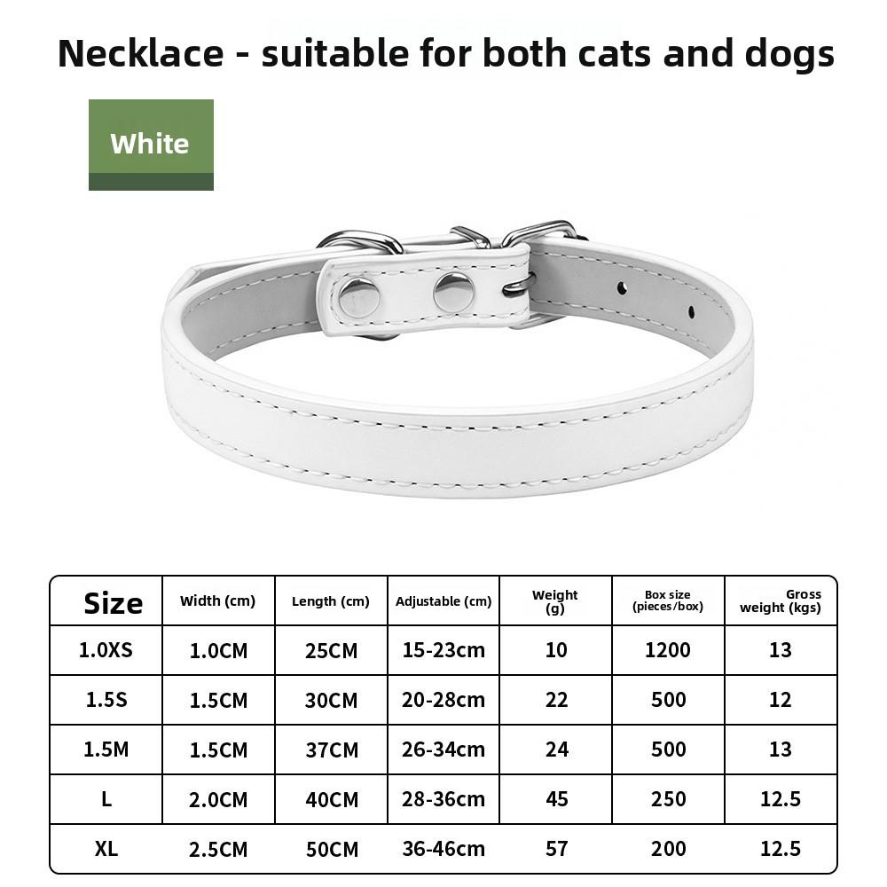Pet Collar Large Dog Chain Waterproof and Wear-resistant Dog Cat Collar PU Leather Medium and Small Dog Bell Collar