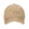 Vintage Yellowstone US National Park Wolf Bison Bear Vintage Baseball Caps Distressed Washed Caps Hat
