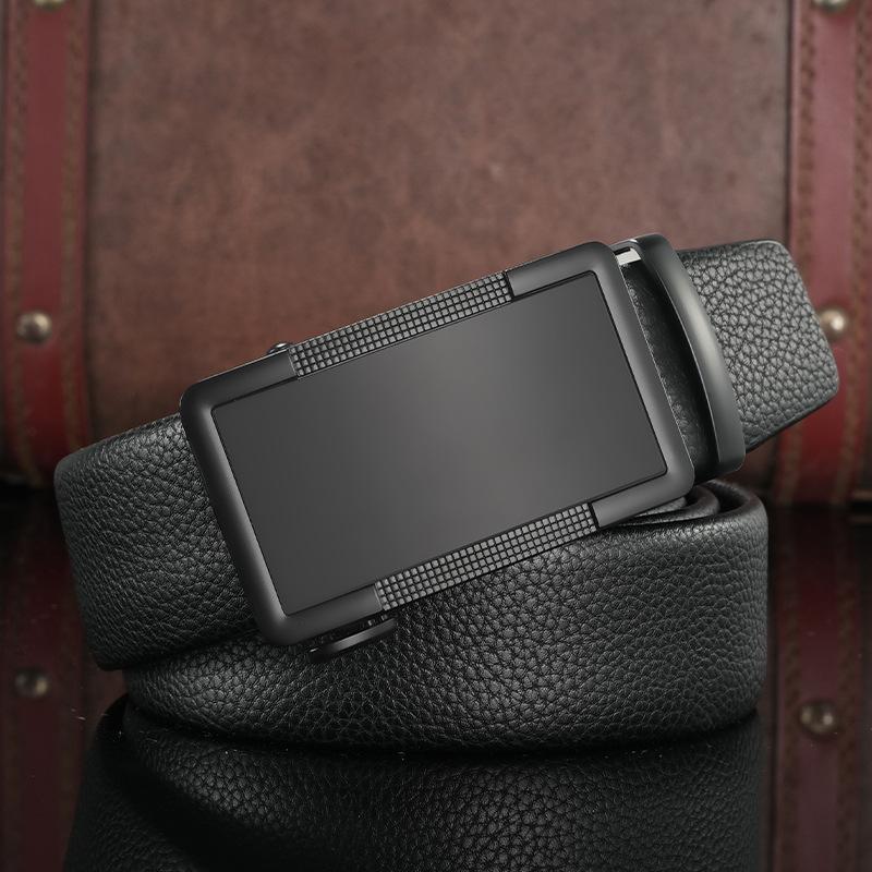 New Men'S Belt Cowhide Automatic Buckle Business Simple Versatile Trendy Belt Middle-Aged And Young Leather Belt Men