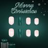 24Pcs Christmas Green French Tip Glitter Press On Nails Short Square Coffin Xmas Gift for Women 2026 Holiday Party Nail Art