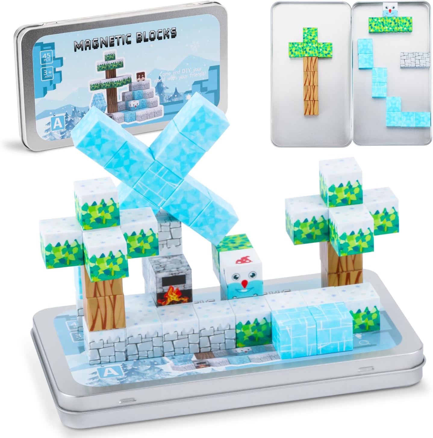 

Магнитные строительные блоки, дорожная игрушка, мини-магнитный конструктор с портативной железной коробкой, развивающая игрушка для детей от 3 лет Building Blocks