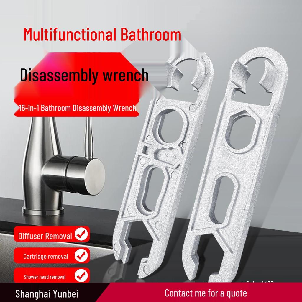 16-in-1 Multi-Functional Bathroom Wrench for Valve, Aerator, and Shower Disassembly & Installation