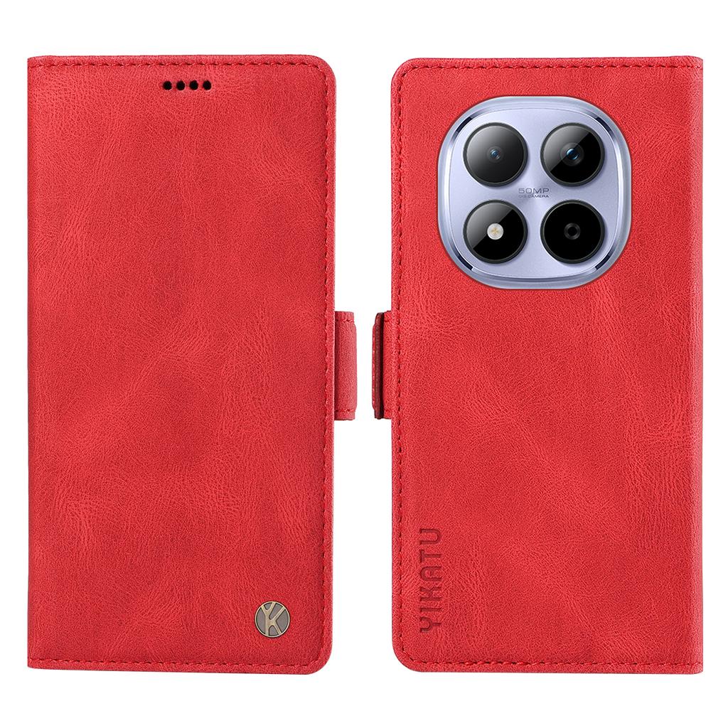 Pro Xiaomi Redmi Note 15 Pro 5G (Globální) Kožené pouzdro YIKATU YK-005 s povrchem na dotek, peněženkové pouzdro na telefon