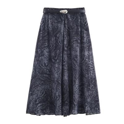 Winter 2025 Arrival: Women's Printed Midi Skirt with Belt