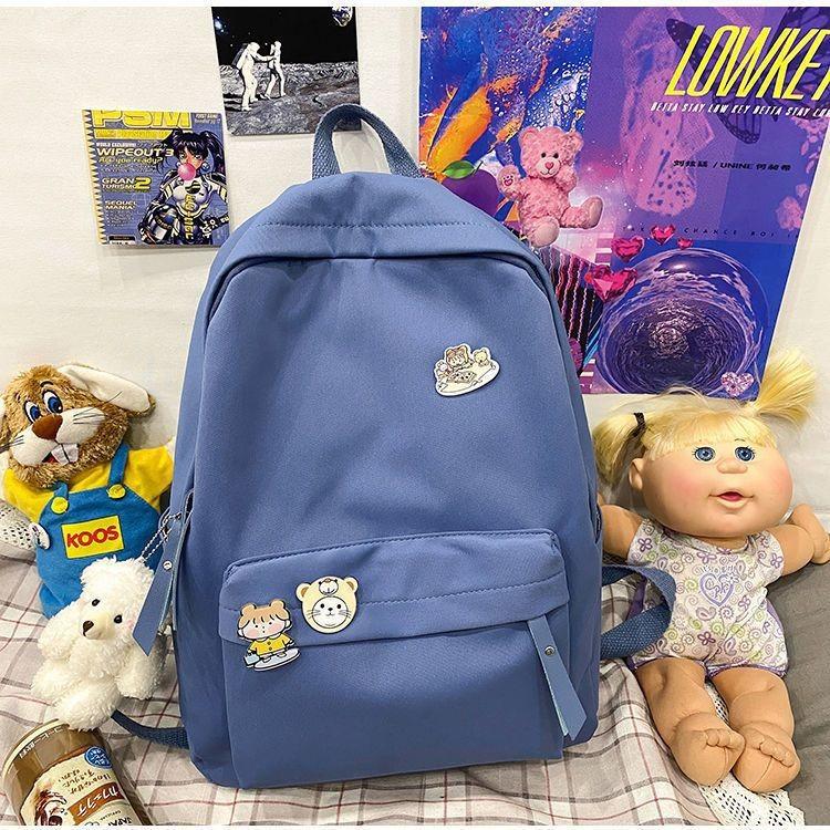 Solidcolor Backpack Shoulder Bag High School Students Junior High Unisex Gift