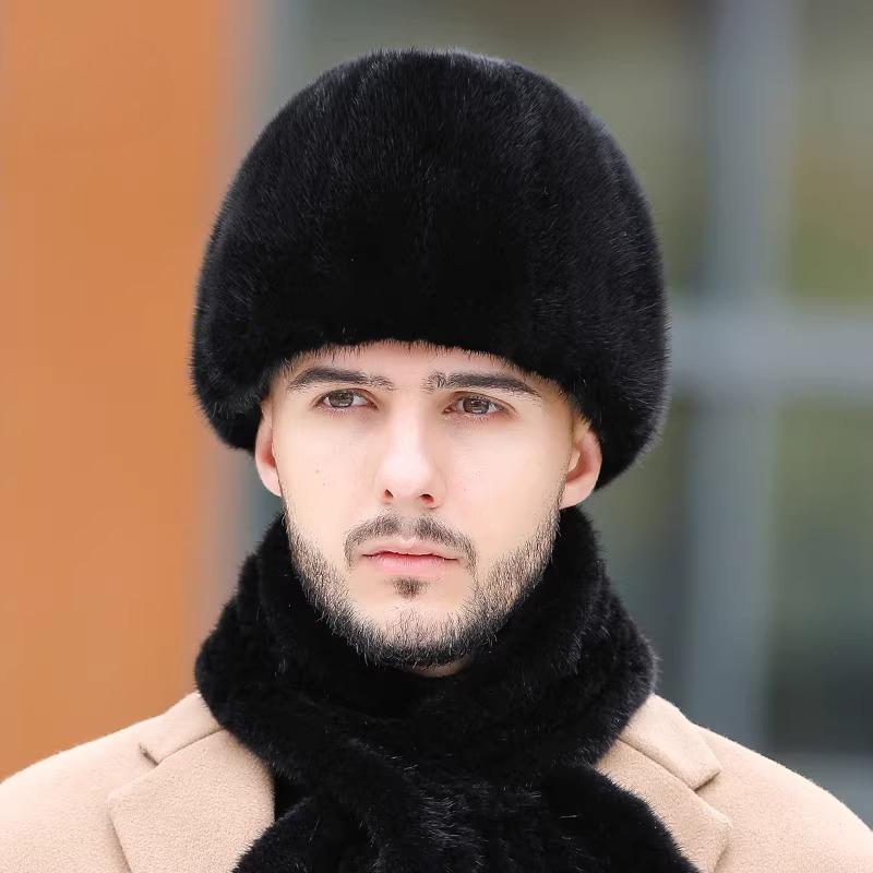 Mink Hat Men's Winter Ear Protection Warm Top Hat Fashion Mink Hair Winter in The Elderly Dad Fur Hat