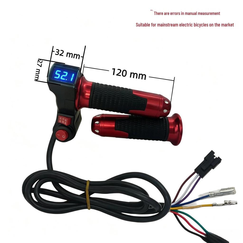 Blue Display Electric Vehicle Throttle Grip with Rice Grain Switch & 3-Speed Voltage Control