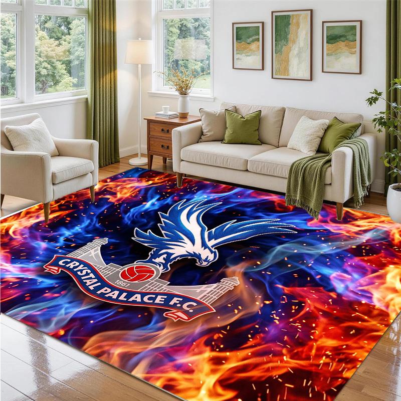 Crystal Palace Football Design Crystal Velvet Rug Soft Decorative Mat for Bedroom Entrance