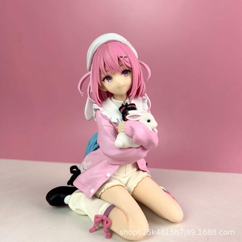 Younger Girl Anime Figurine Chinese Version Top Quality Rabbit Ear Pink Hair Backpack Desktop Ornament Birthday Present Collectible