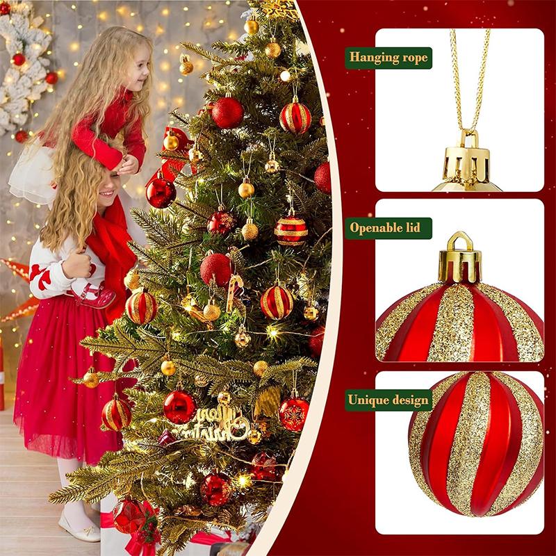 44Pcs Christmas Ball Ornaments 3-6cm shatterproof Christmas Hanging Ball Christmas Tree Decoration Home Party 2026 New Year Gift