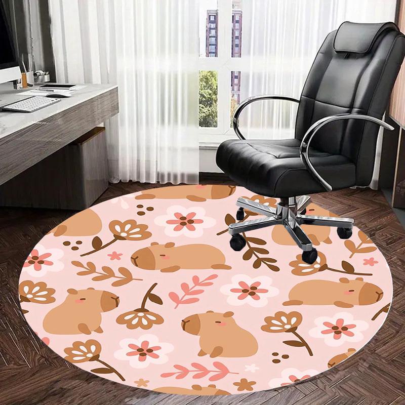 1pc Office Carpet Chair Mats Cute Guinea Pig Floral Pattern Perfect for Decorating Office Chairs, Living Rooms, Or Bedrooms