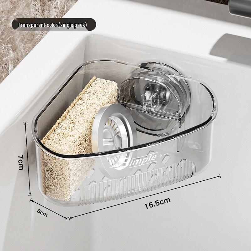 

Corner Sink Sponge & Wipes Draining Shelf with Suction Cup Attachment