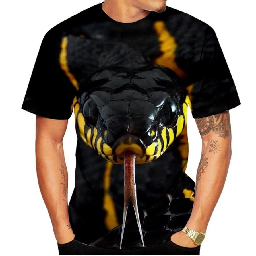 Men's T-Shirt Quick Drying Tops Summer Fashion Street Short Sleeve Tee Shirts Snake 3D Graphic Print Tees Oversized Male Clothing