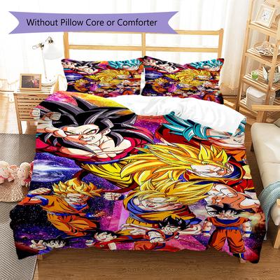 Japanese Anime Pattern Bedding Quilt Set Quilt Cover Pillowcase Home Decoration Gift (1 * Duvet Cover + 2 * Pillowcase, Without Core)
