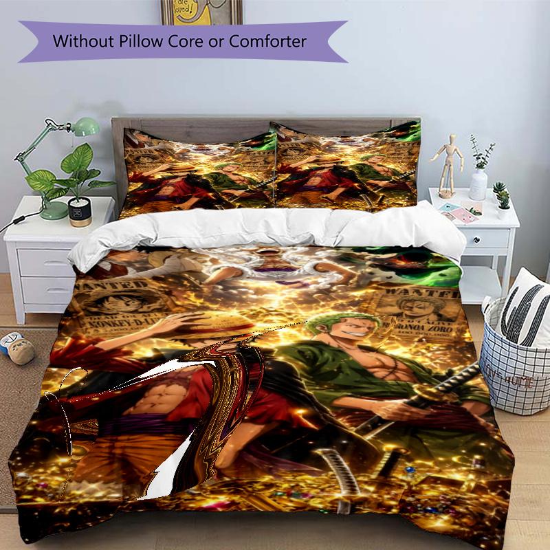 3pcs Duvet Cover Set (1*Duvet Cover + 2*Pillowcase, Without Core), Roronoa Zoro Print Bedding Set, Bedroom Decor, All‑Season, Gift