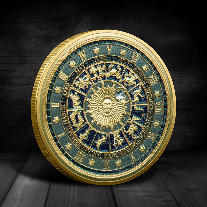 Zodiac Commemorative Medal, Constellation Coins, European and American Coins, Constellation Commemorative Coins, Lucky Coins, Zodiac Collection