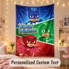 Custom Personalized Tapestry,PJ Mask Print Custom Name Text Wall Art Hanging for Bedroom