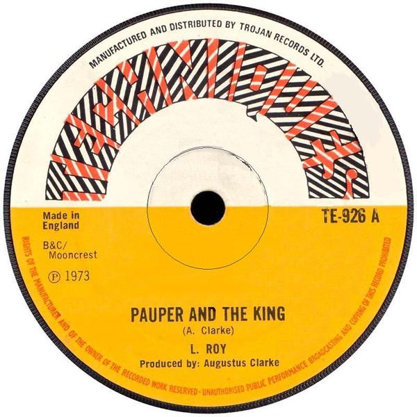 

7inch Record IROY GREGORY ISAACS Pauper And The King Loving Pauper TE926 Techniques 1973 UK Reggae Ska Dub Used